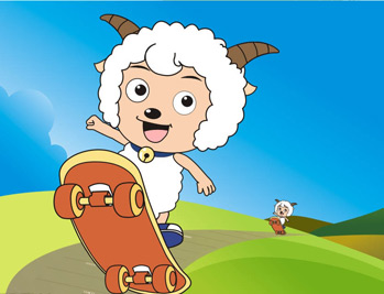 滑板喜羊羊矢量素材