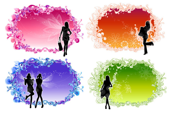 时尚女性花边花纹矢量素材