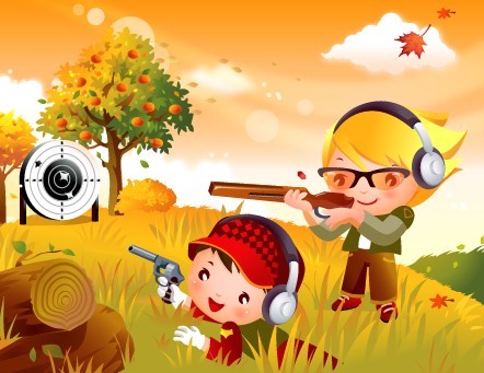 儿童射击运动矢量素材