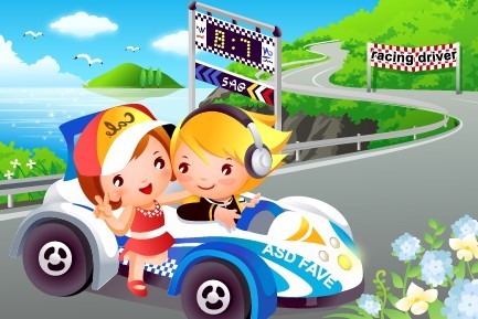 儿童赛车运动矢量素材2
