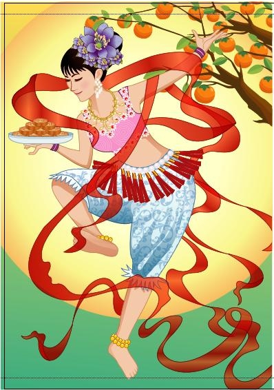 中秋嫦娥仙女矢量素材-3