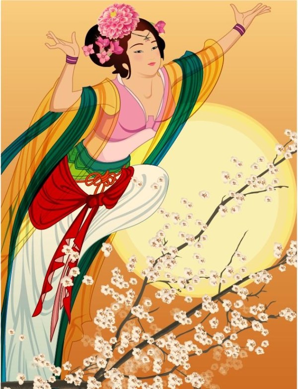 中秋嫦娥仙女矢量素材-10