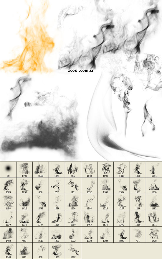 烟雾效果PS笔刷-2！可做火焰、墨迹！