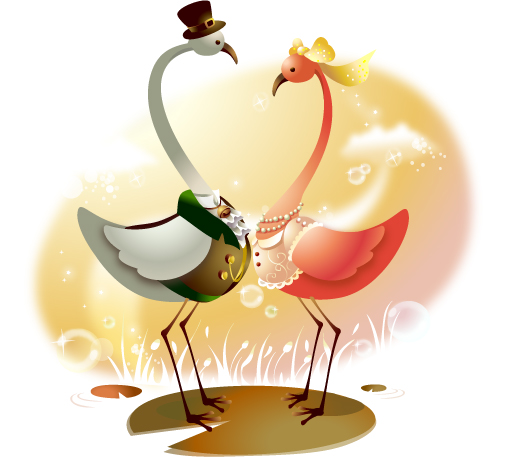 一对仙鹤矢量素材