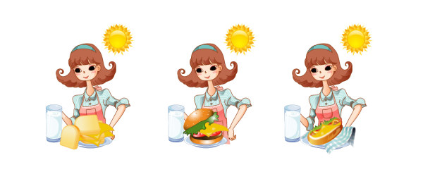 做早餐的女人矢量素材