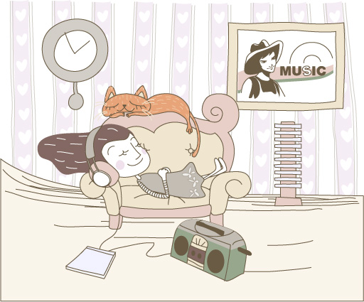 可爱线条插画矢量素材-3