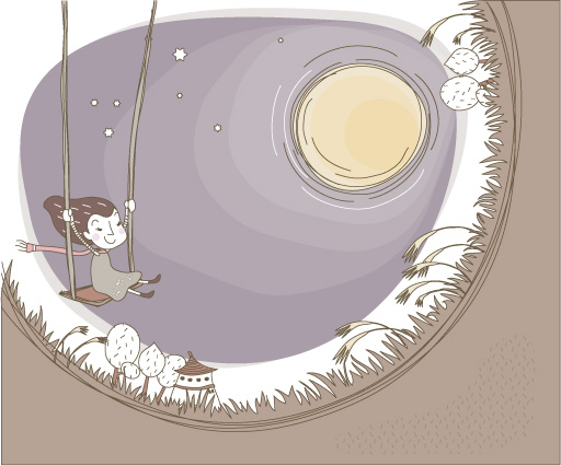 可爱线条插画矢量素材-21