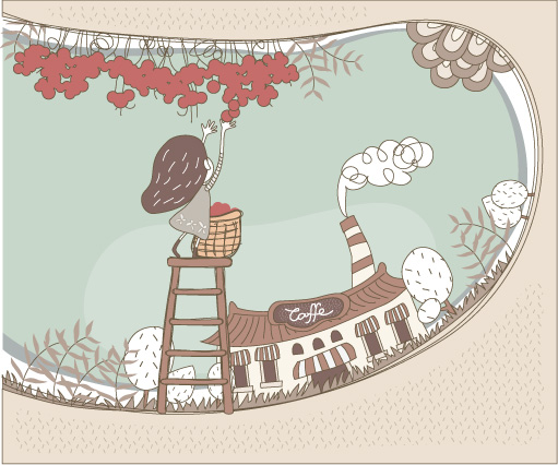 可爱线条插画矢量素材-28