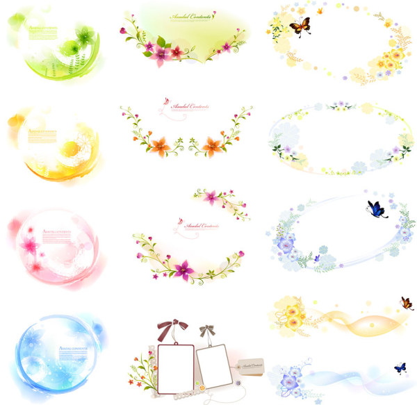 3款椭圆花边矢量素材