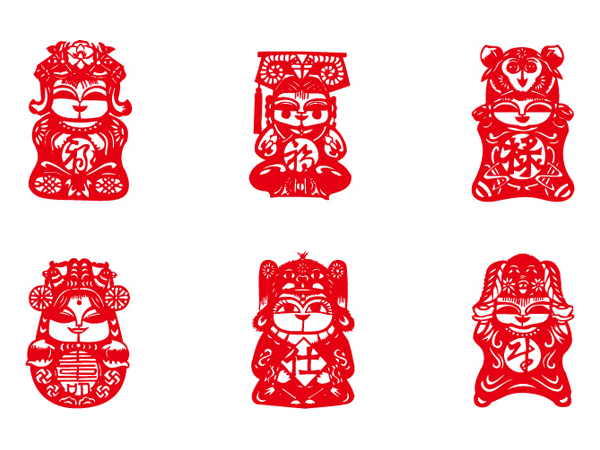 憨态可掬的剪纸娃娃矢量素材之二&nbsp;