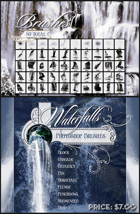 Rons 公司出品的高清晰瀑布PS系列笔刷