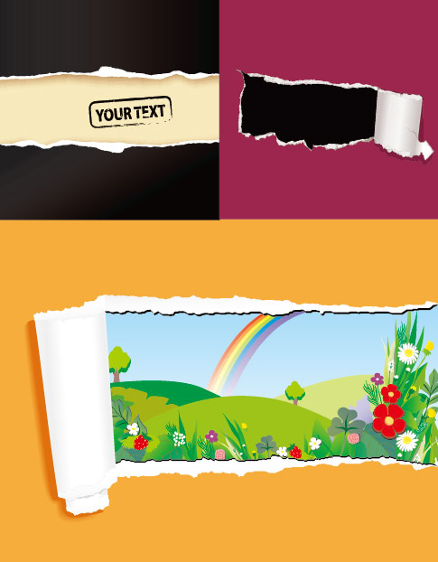 被撕开的纸张矢量素材