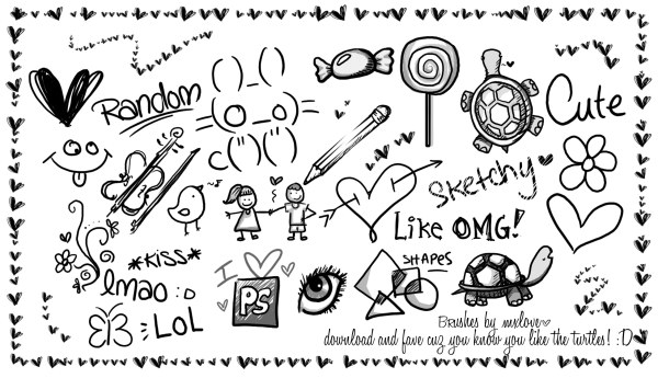 可爱的仿铅笔画图案PHOTOSHOP笔刷！