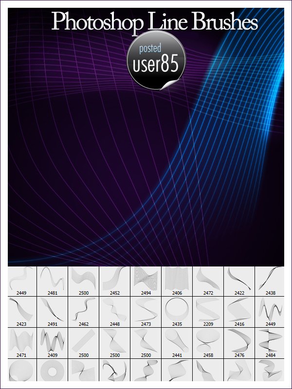 高清晰飘柔丝线PS笔刷