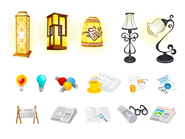 灯具灯泡报纸矢量素材