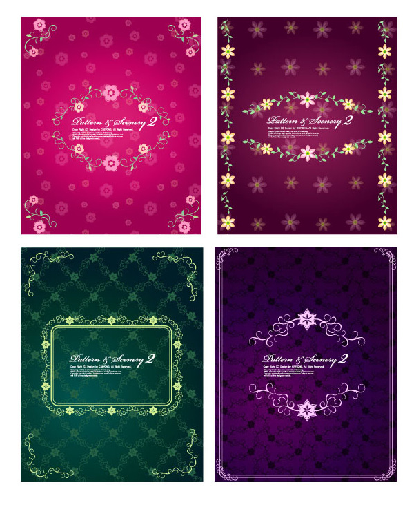 4款时尚可爱花纹花边矢量素材