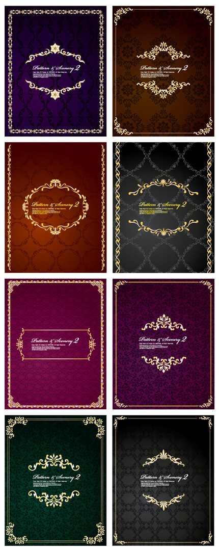 8款时尚华丽花纹花边矢量素材