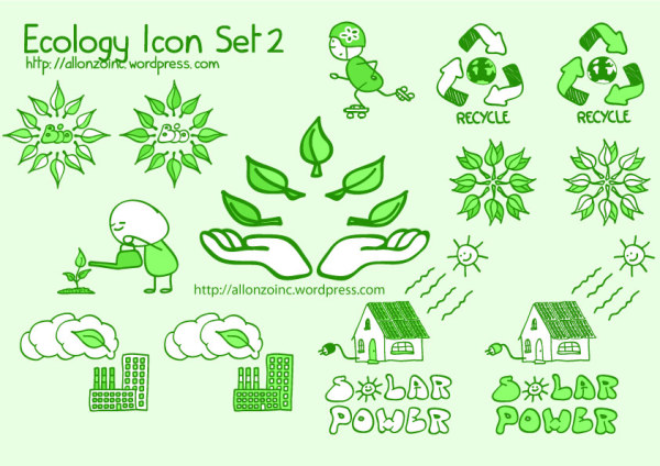 可爱的绿色环保图标矢量素材