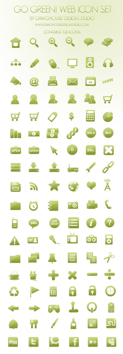 108个绿色网页设计简约png图标