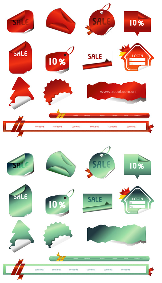 折角的吊牌贴纸矢量素材