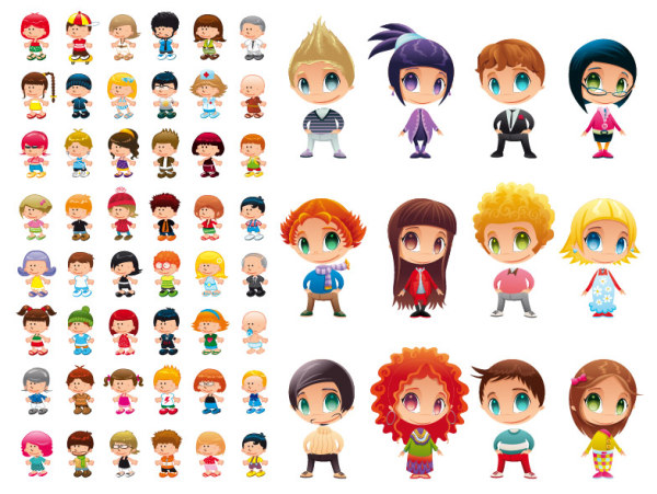 可爱卡通人物角色矢量素材