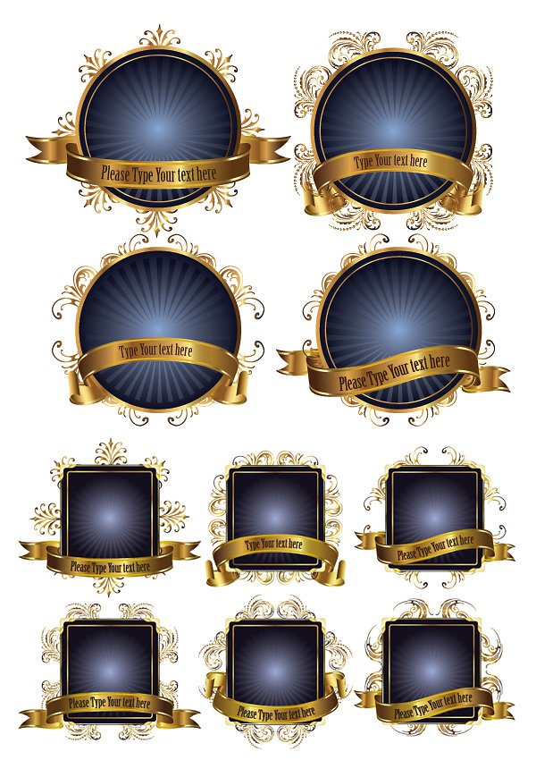 10款金边花纹销售吊牌矢量素材