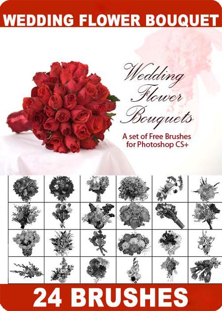 24款高清晰婚礼花束PS笔刷&nbsp;