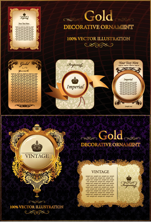 金色欧式花纹花边花纹矢量素材