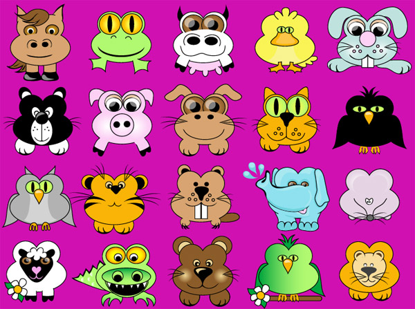 可爱卡通动物矢量素材