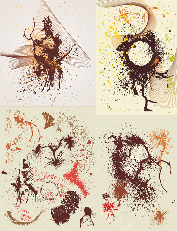 墨迹与动感线条矢量素材