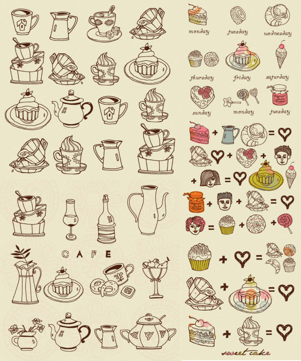 咖啡点心矢量素材