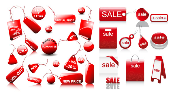 红色销售打折图标矢量素材