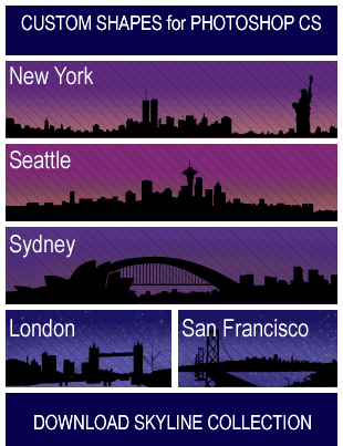 5款漂亮PS形状（纽约、城市、桥梁）