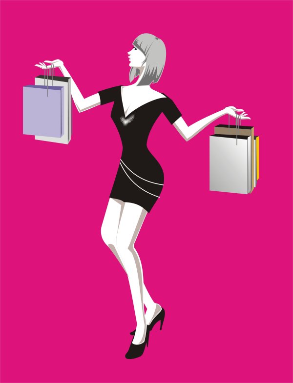 矢量时尚女人购物