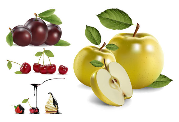 4款逼真的水果矢量素材