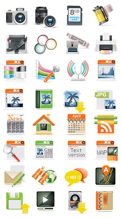 一套数码科技类图标矢量素材