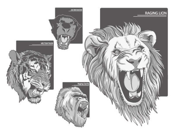 凶猛的猛兽头像矢量素材