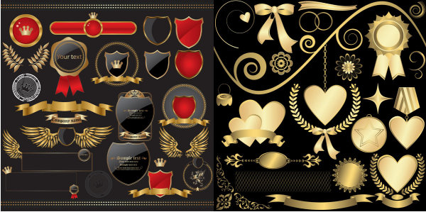 欧式典雅风格label矢量素材