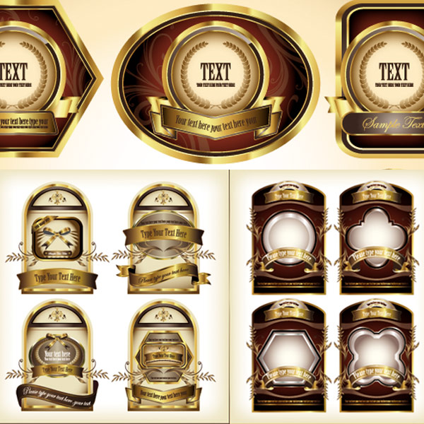 {欧洲风格华丽瓶贴}矢量素材