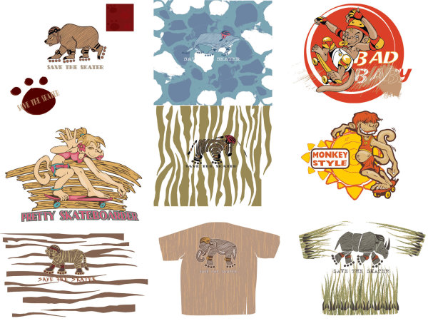 卡通动物图案矢量素材