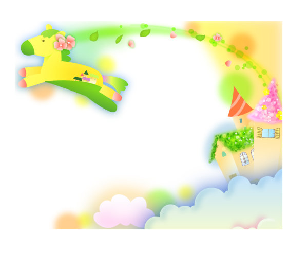 边框花纹&nbsp;Border&nbsp;floral&mdash;&mdash;梦幻马矢量素材