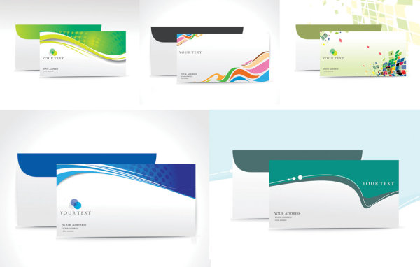 {五款时尚漂亮的信封}矢量素材