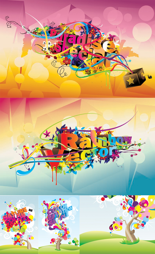 {绚丽时尚的字体图形}矢量素材