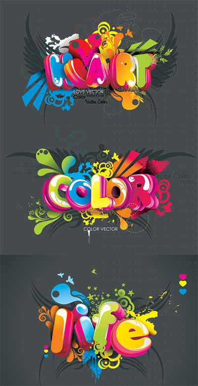 潮流立体字矢量素材