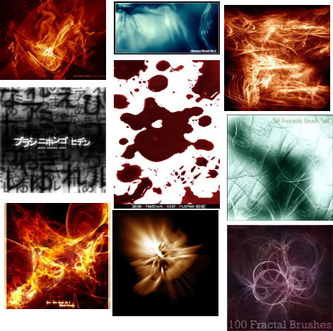 高清晰滴溅泼溅、炫光高光类PS笔刷集