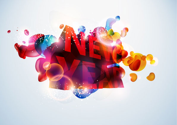 幻彩时尚new year 立体字矢量素材