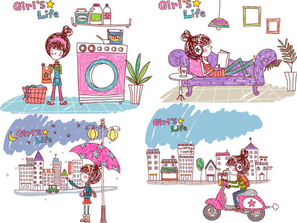 女孩的生活&middot;EPS&nbsp;Girl&rsquo;s&nbsp;Life矢量素材