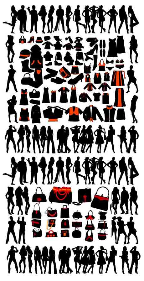 模特剪影矢量素材