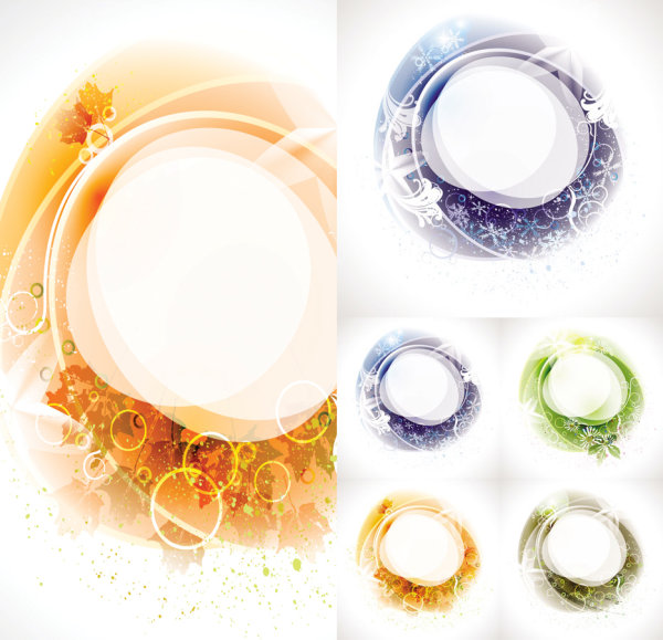 炫彩光环背景文本框矢量素材