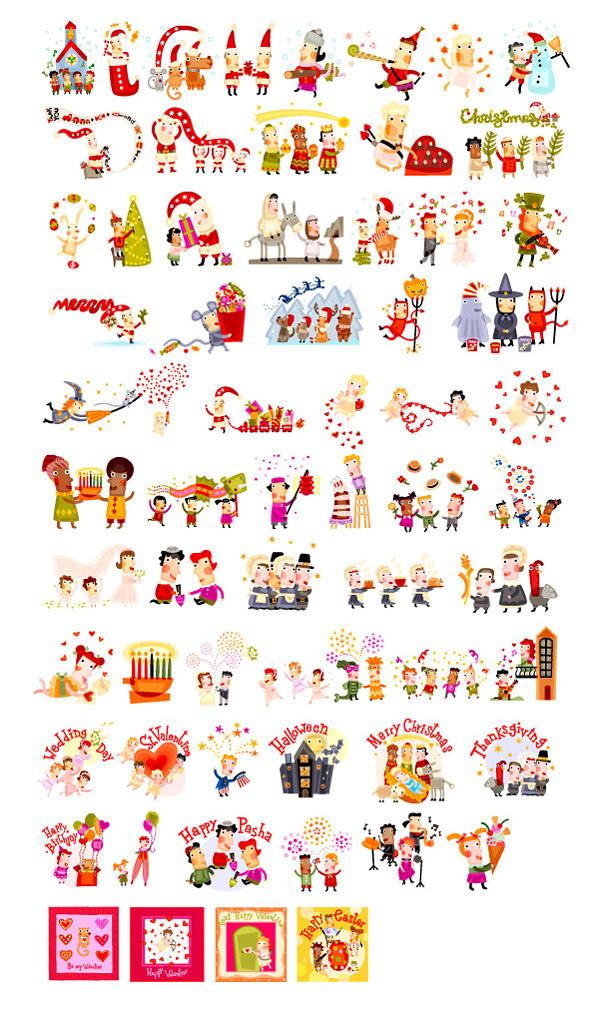 水笔风格节庆元素矢量素材